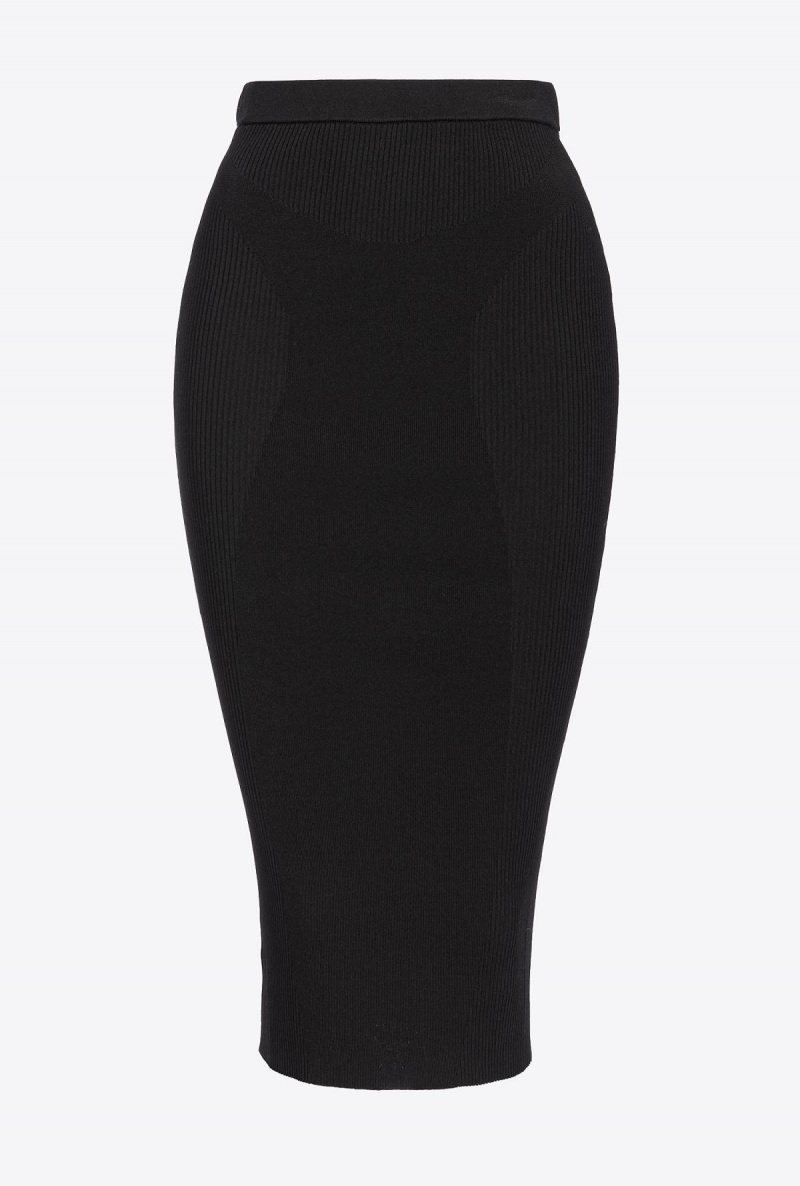 LIMO BLACK Pinko Ribbed calf-length skirt | MYJVR35928