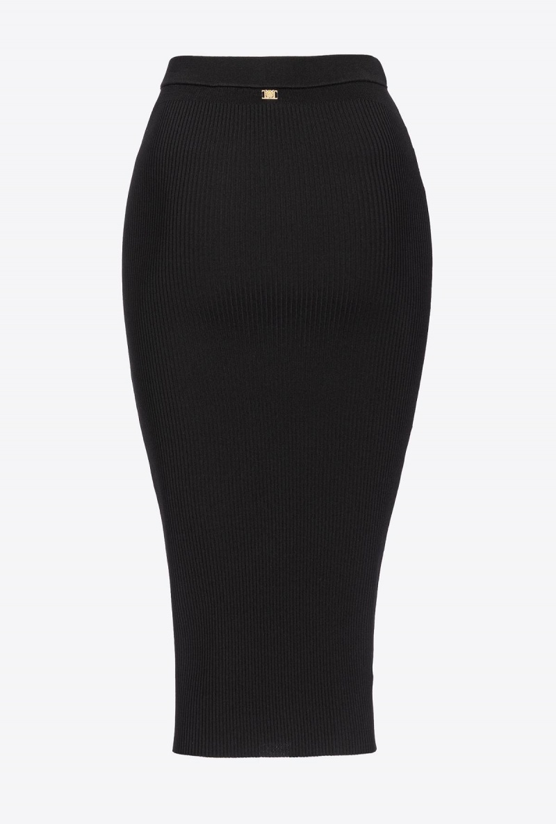 LIMO BLACK Pinko Ribbed calf-length skirt | MYJVR35928