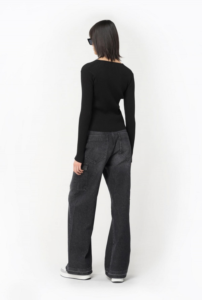 LIMO BLACK Pinko Ribbed knit open cardigan | MYEAH17361