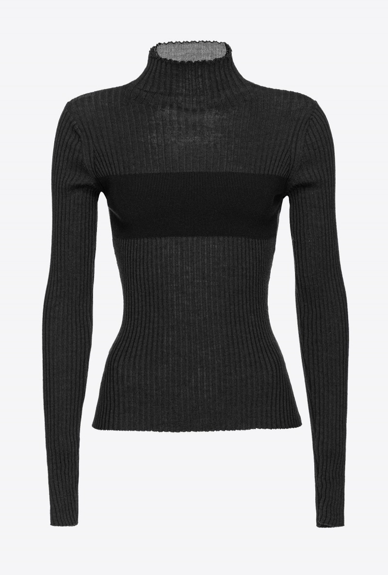 LIMO BLACK Pinko Ribbed knit turtleneck | YMYGT89033