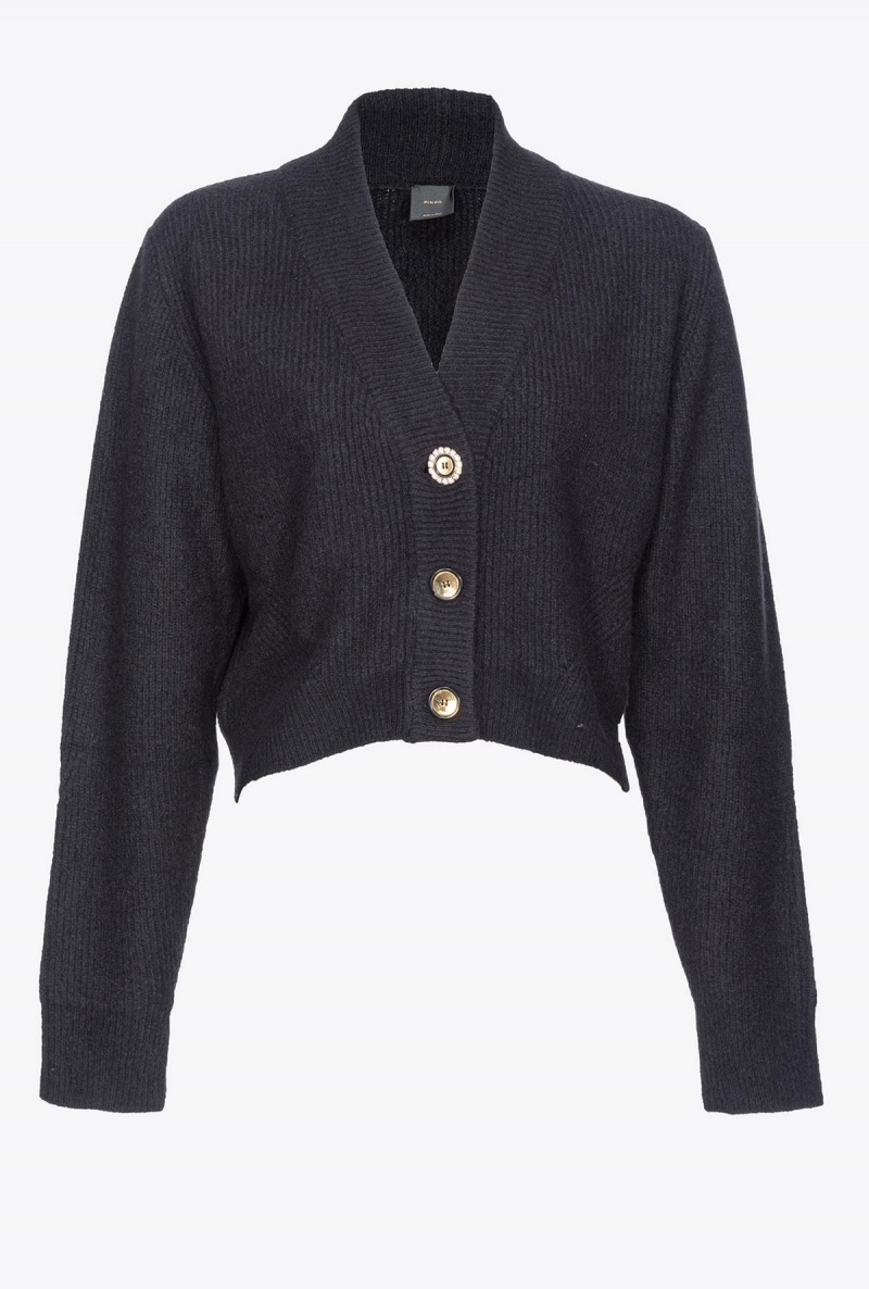 LIMO BLACK Pinko Ribbed wool cardigan | UMYND45359
