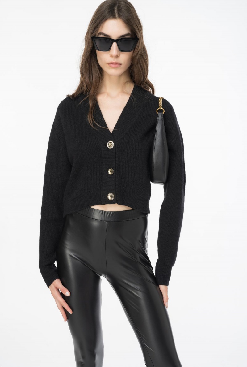 LIMO BLACK Pinko Ribbed wool cardigan | UMYND45359