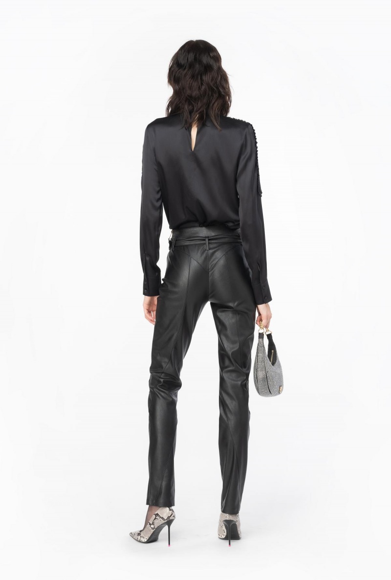 LIMO BLACK Pinko Satin blouse with mini ruches | DMYKV94034