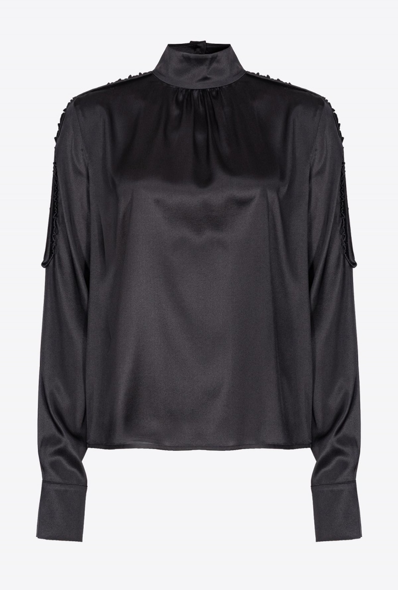 LIMO BLACK Pinko Satin blouse with mini ruches | DMYKV94034