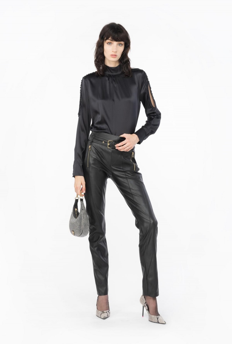 LIMO BLACK Pinko Satin blouse with mini ruches | DMYKV94034