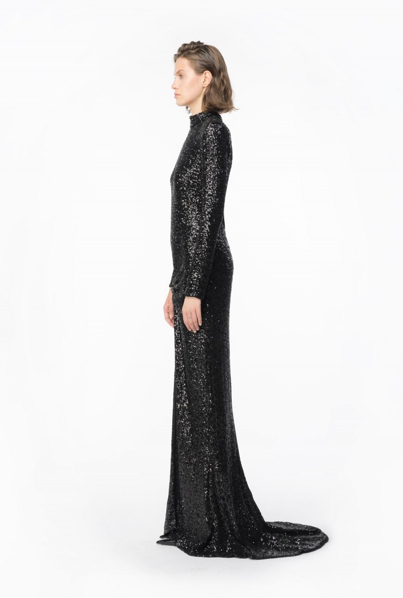 LIMO BLACK Pinko Sequinned maxi dress with open back | YMYVQ30094