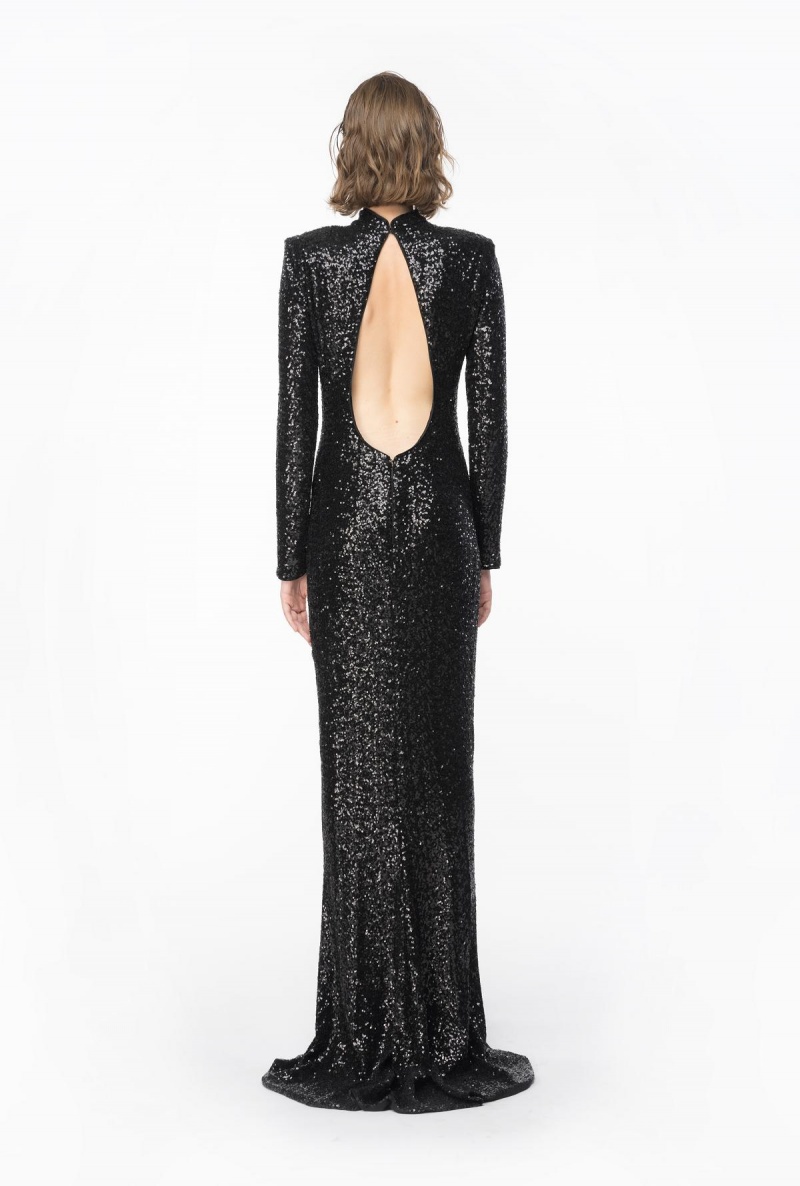 LIMO BLACK Pinko Sequinned maxi dress with open back | YMYVQ30094