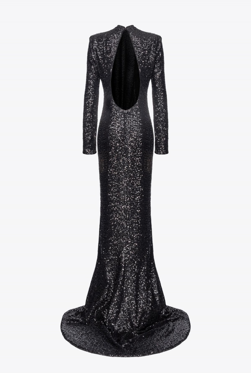 LIMO BLACK Pinko Sequinned maxi dress with open back | YMYVQ30094