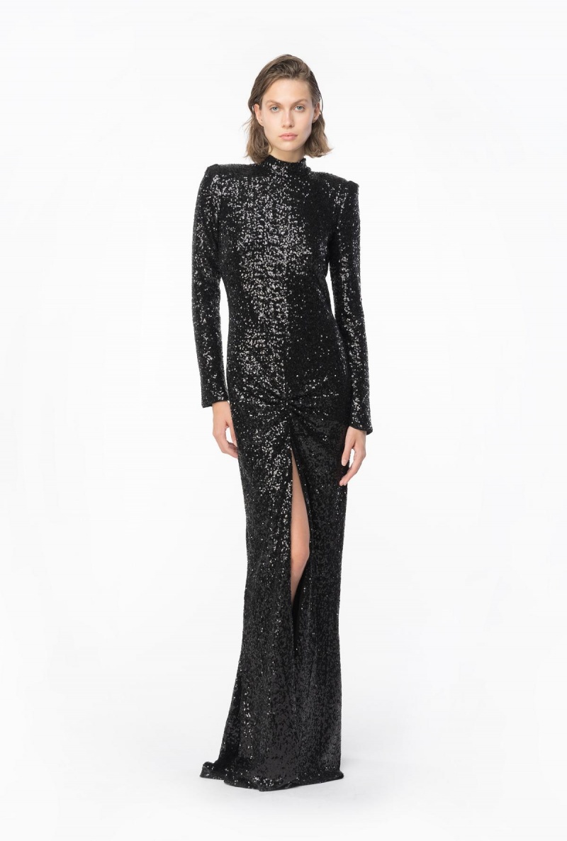 LIMO BLACK Pinko Sequinned maxi dress with open back | YMYVQ30094