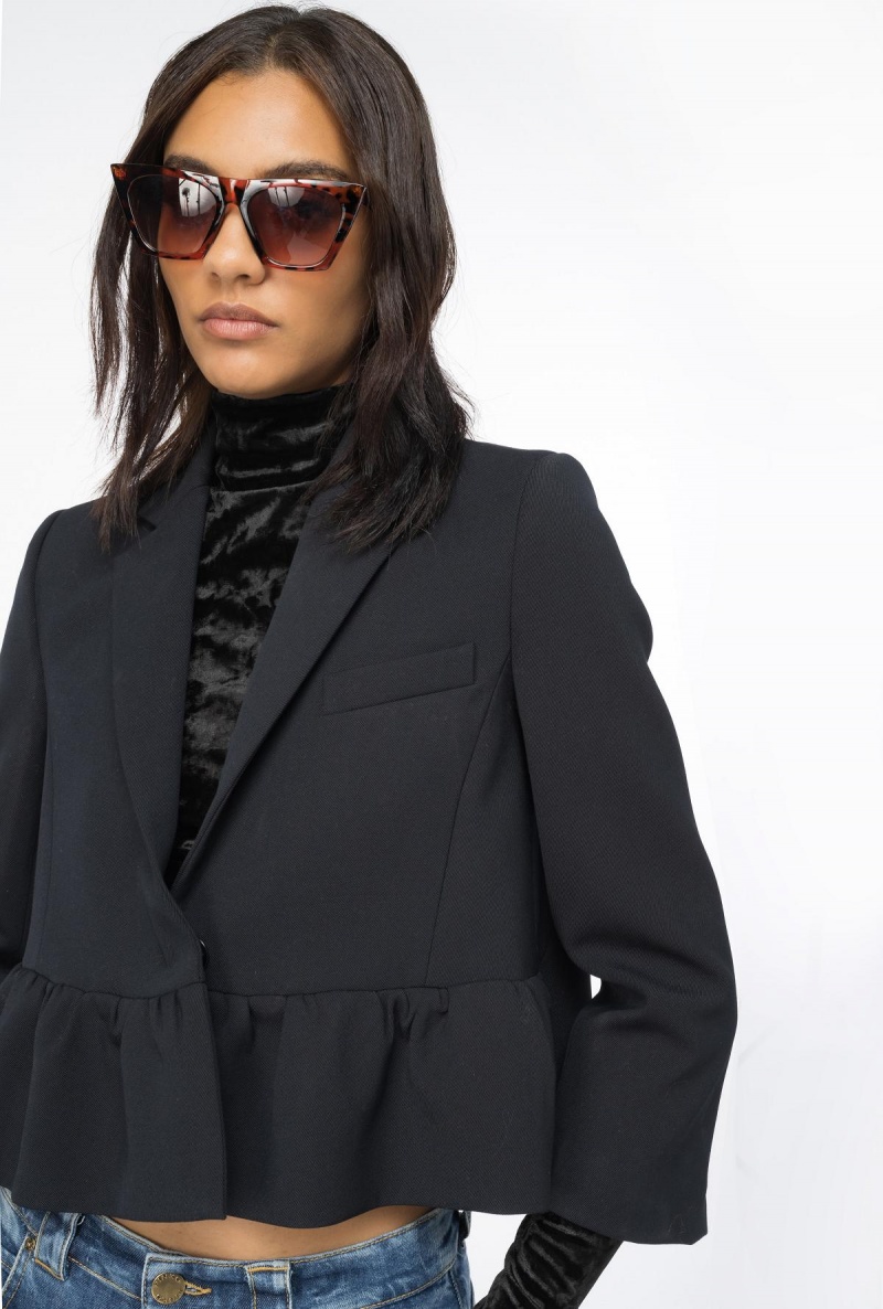 LIMO BLACK Pinko Short jacket with flounce at the bottom | LMYSX31741