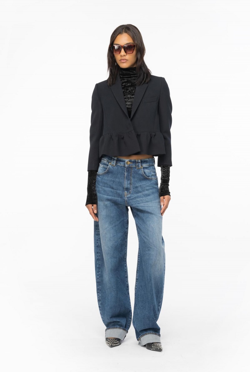 LIMO BLACK Pinko Short jacket with flounce at the bottom | LMYSX31741