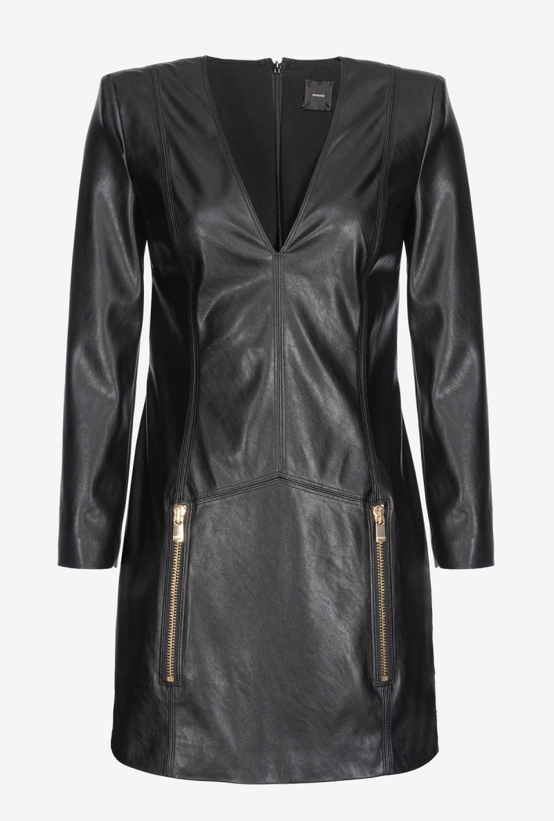 LIMO BLACK Pinko Short leather-effect dress | MYZDE55738