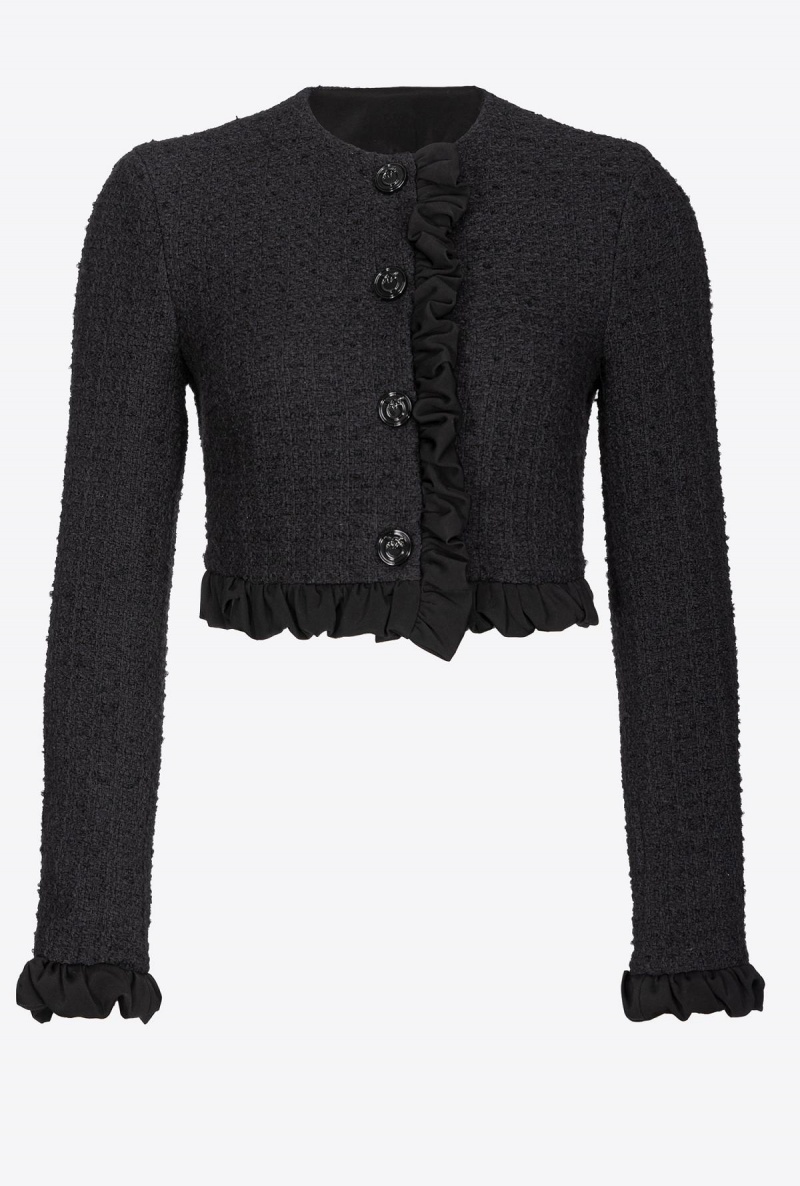 LIMO BLACK Pinko Short tweed jacket with ruching | YMYGT29765