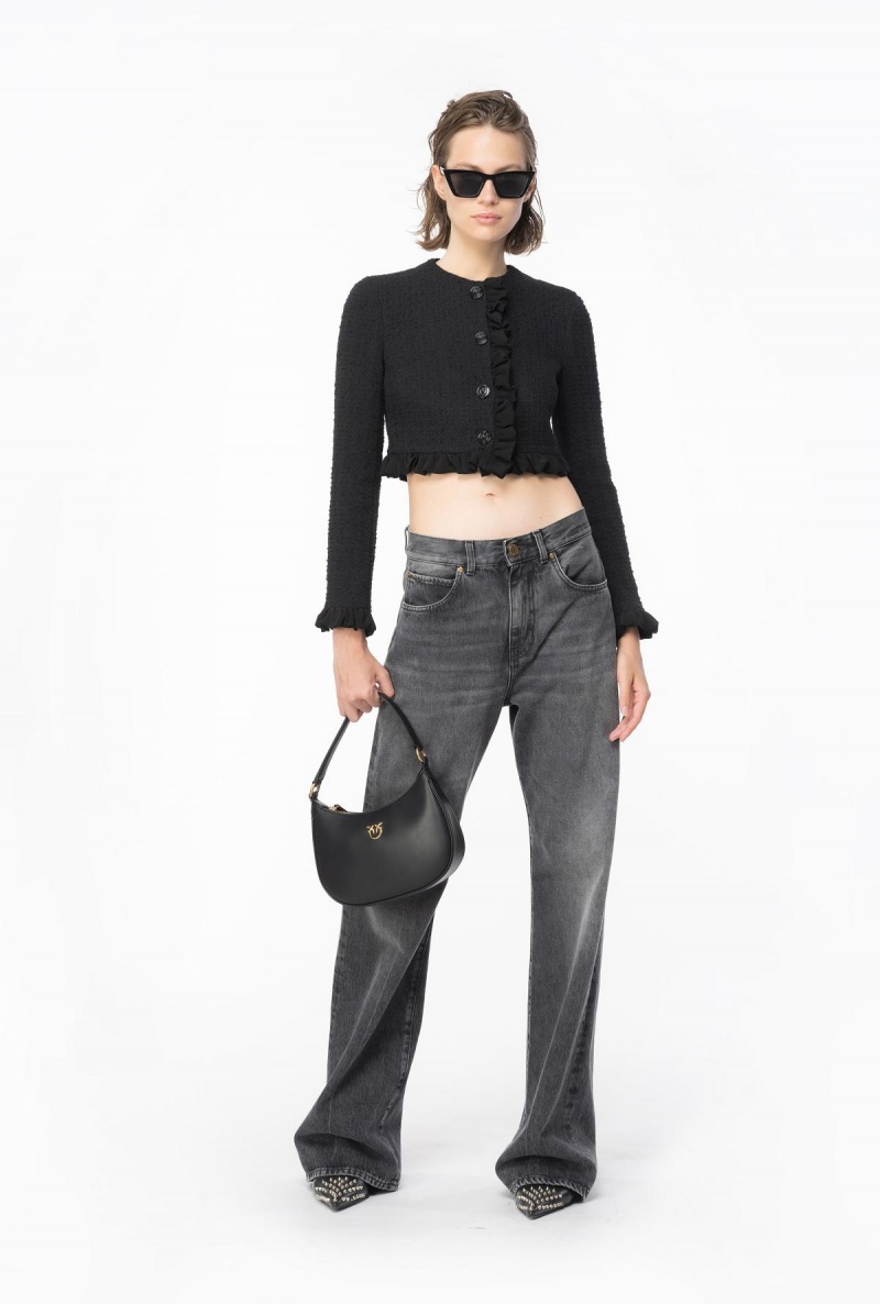 LIMO BLACK Pinko Short tweed jacket with ruching | YMYGT29765