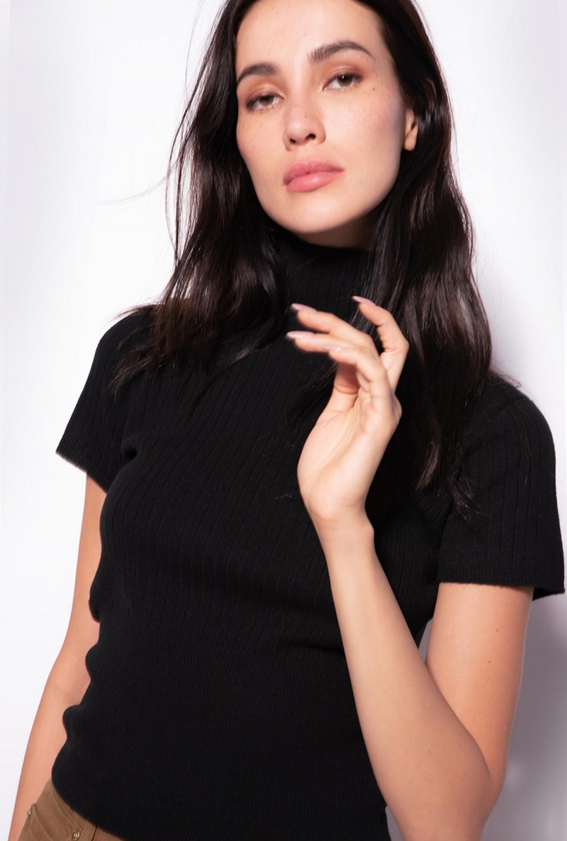 LIMO BLACK Pinko Short-sleeved ribbed top | MYZDE30021