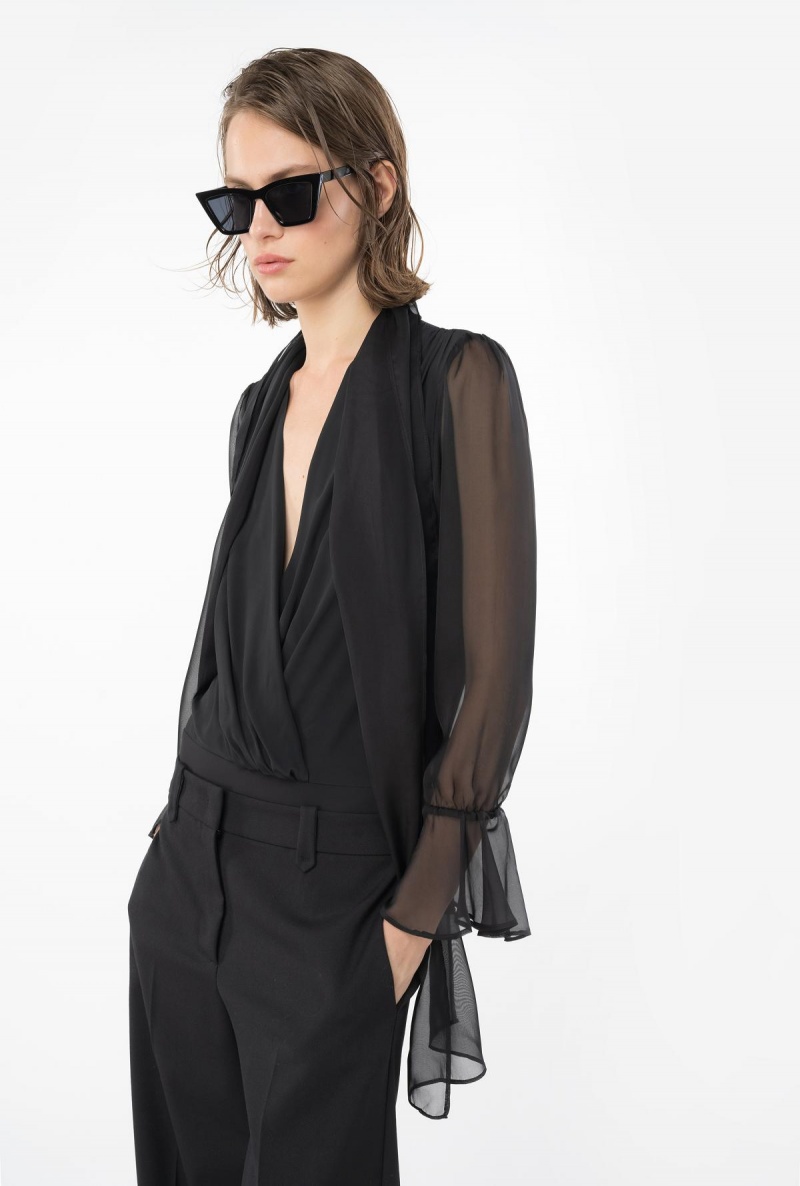 LIMO BLACK Pinko Silk chiffon bodysuit | YMYVQ39345