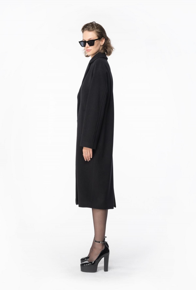 LIMO BLACK Pinko Single-breasted cashmere-blend coat | MMYFT29573