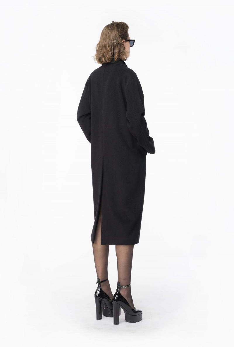 LIMO BLACK Pinko Single-breasted cashmere-blend coat | MMYFT29573