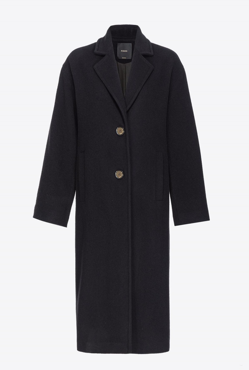 LIMO BLACK Pinko Single-breasted cashmere-blend coat | MMYFT29573