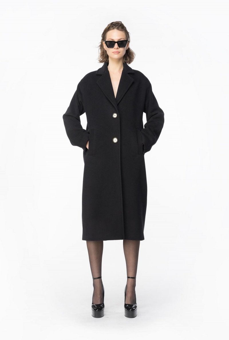 LIMO BLACK Pinko Single-breasted cashmere-blend coat | MMYFT29573