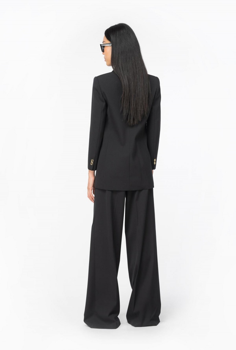 LIMO BLACK Pinko Single-breasted wool twill blazer | MYCVG79656