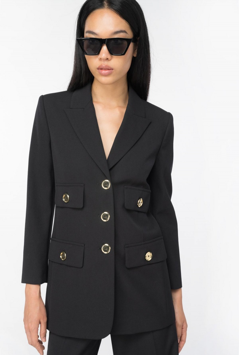 LIMO BLACK Pinko Single-breasted wool twill blazer | MYCVG79656