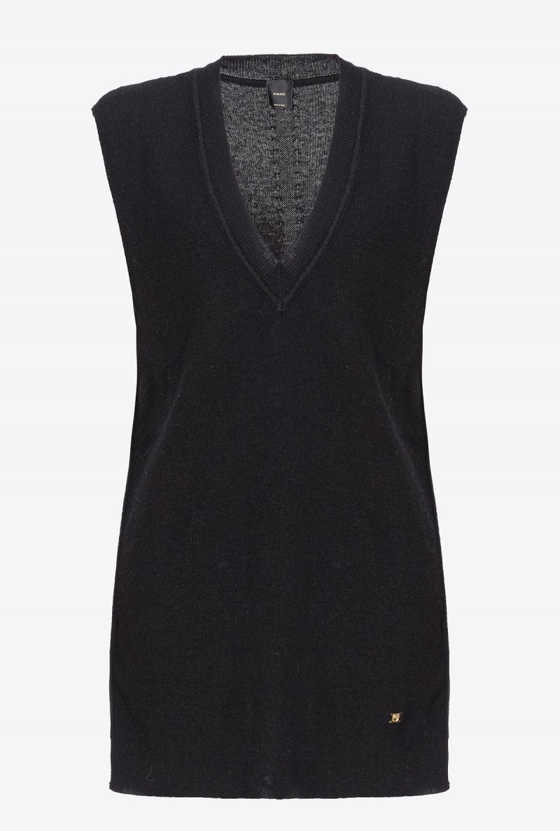 LIMO BLACK Pinko Sleeveless fine cashmere sweater | QMYUV51283