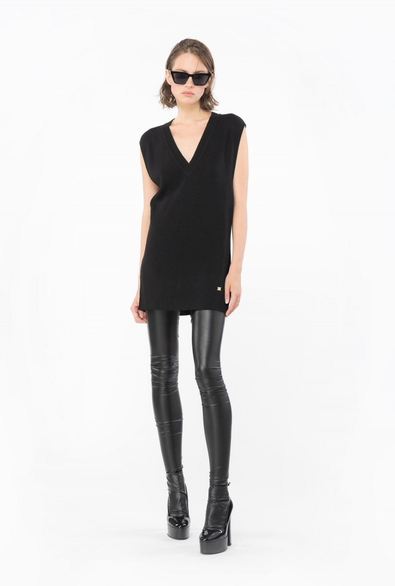 LIMO BLACK Pinko Sleeveless fine cashmere sweater | QMYUV51283