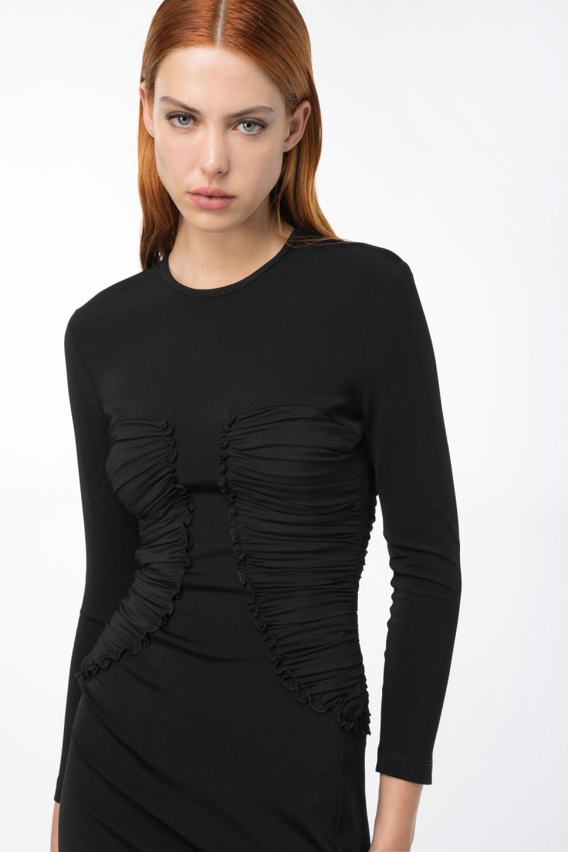 LIMO BLACK Pinko Slim-fitting dress with georgette details | PMYER41028