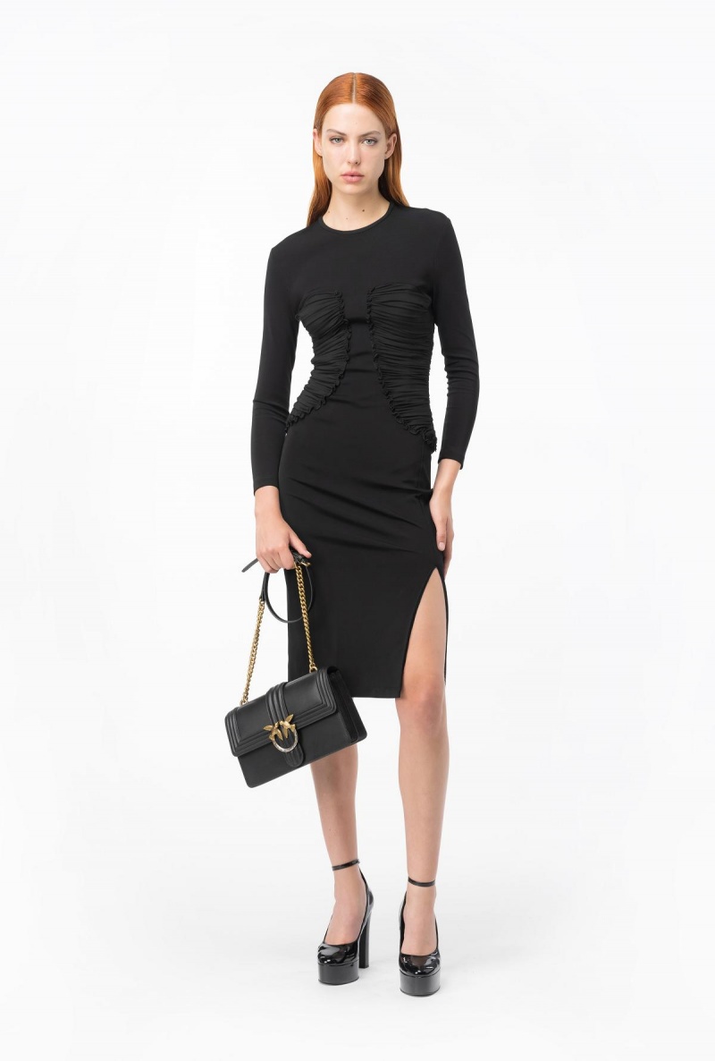 LIMO BLACK Pinko Slim-fitting dress with georgette details | PMYER41028