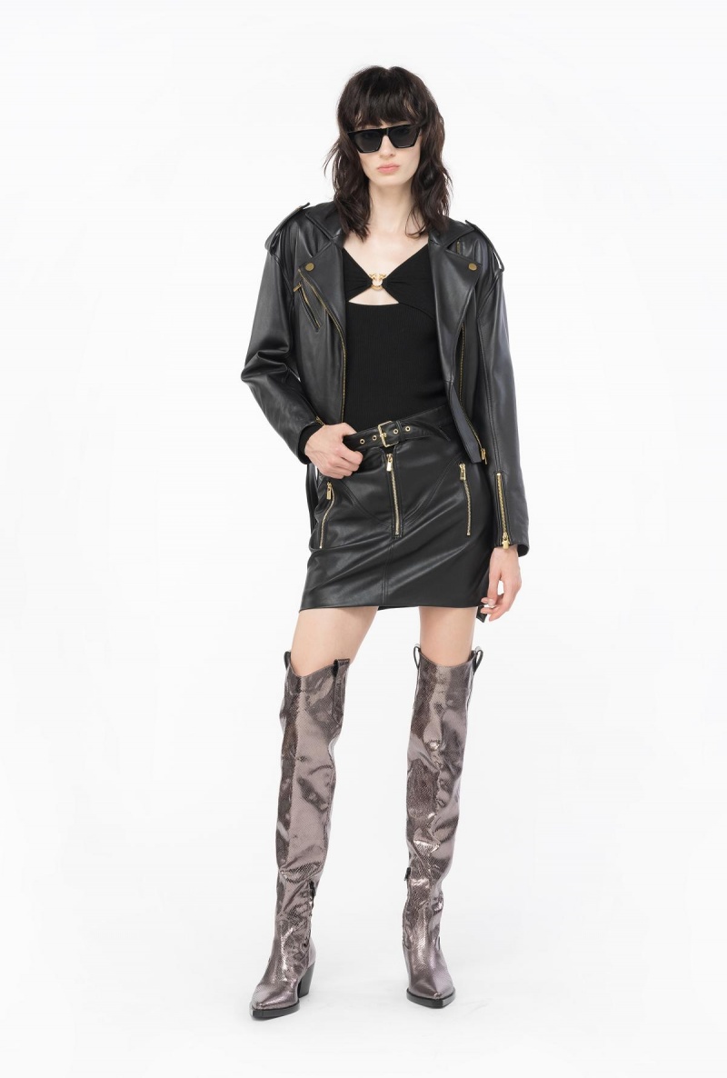 LIMO BLACK Pinko Slim-fitting sweater with Love Birds buckle | XMYBH37008
