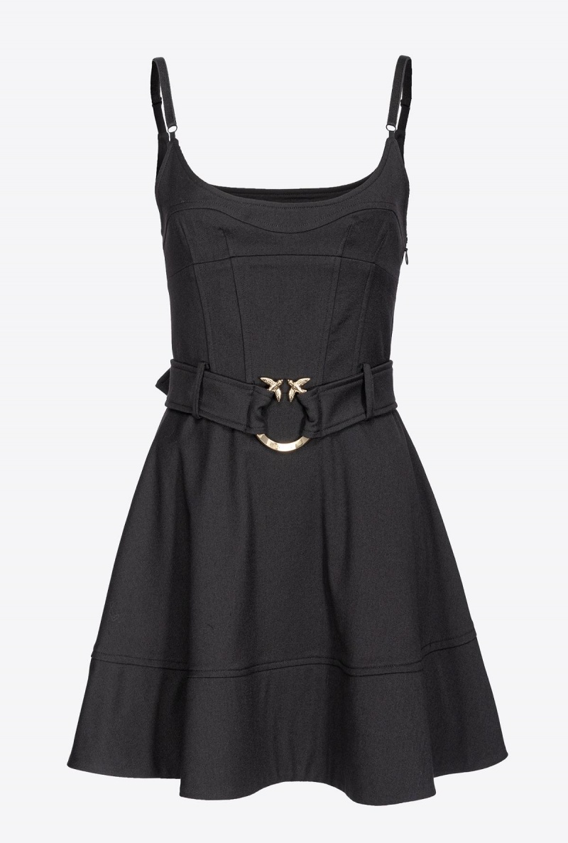 LIMO BLACK Pinko Strappy mini dress with piercing belt | MYQAV30275