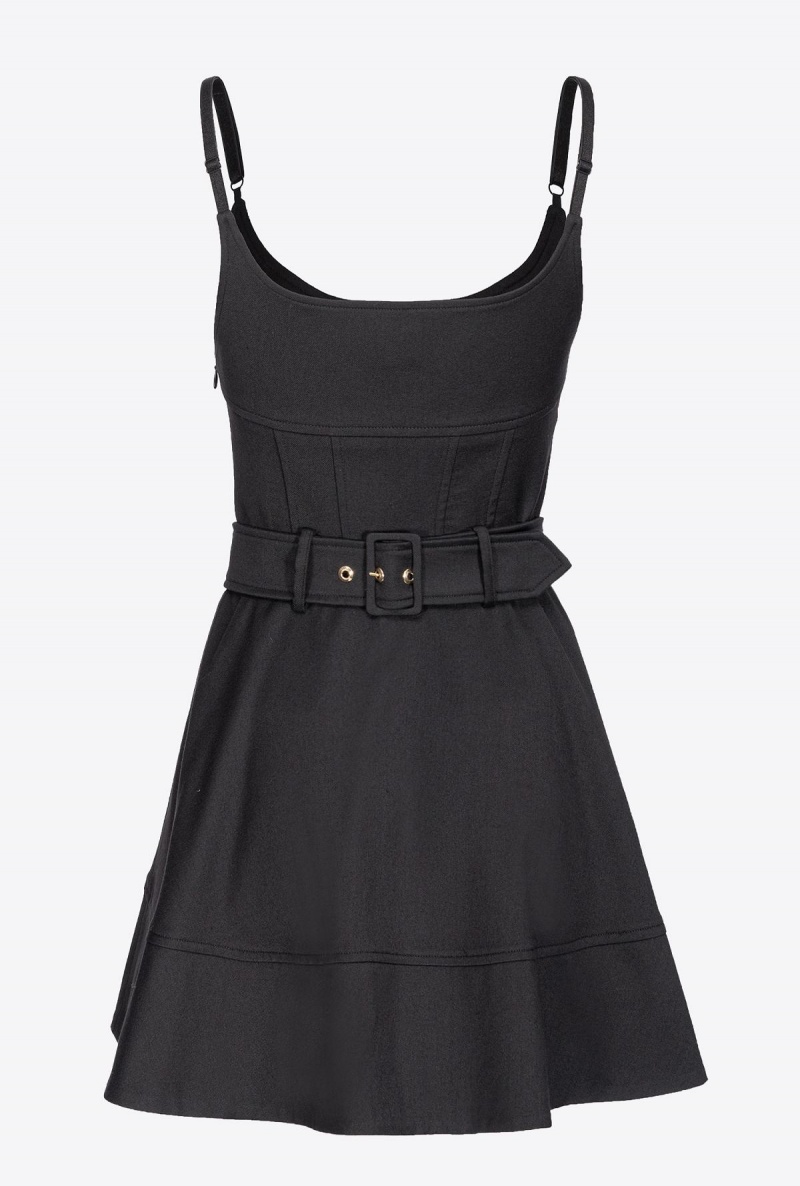 LIMO BLACK Pinko Strappy mini dress with piercing belt | MYQAV30275