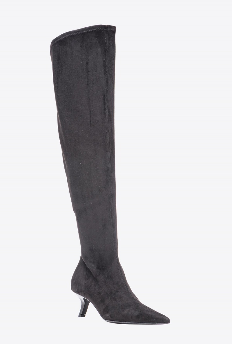 LIMO BLACK Pinko Suede-effect thigh-high boots | MYZPD99582
