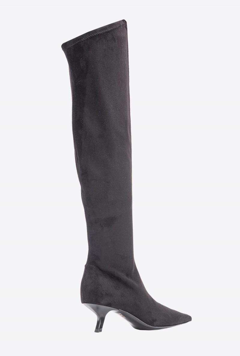 LIMO BLACK Pinko Suede-effect thigh-high boots | MYZPD99582