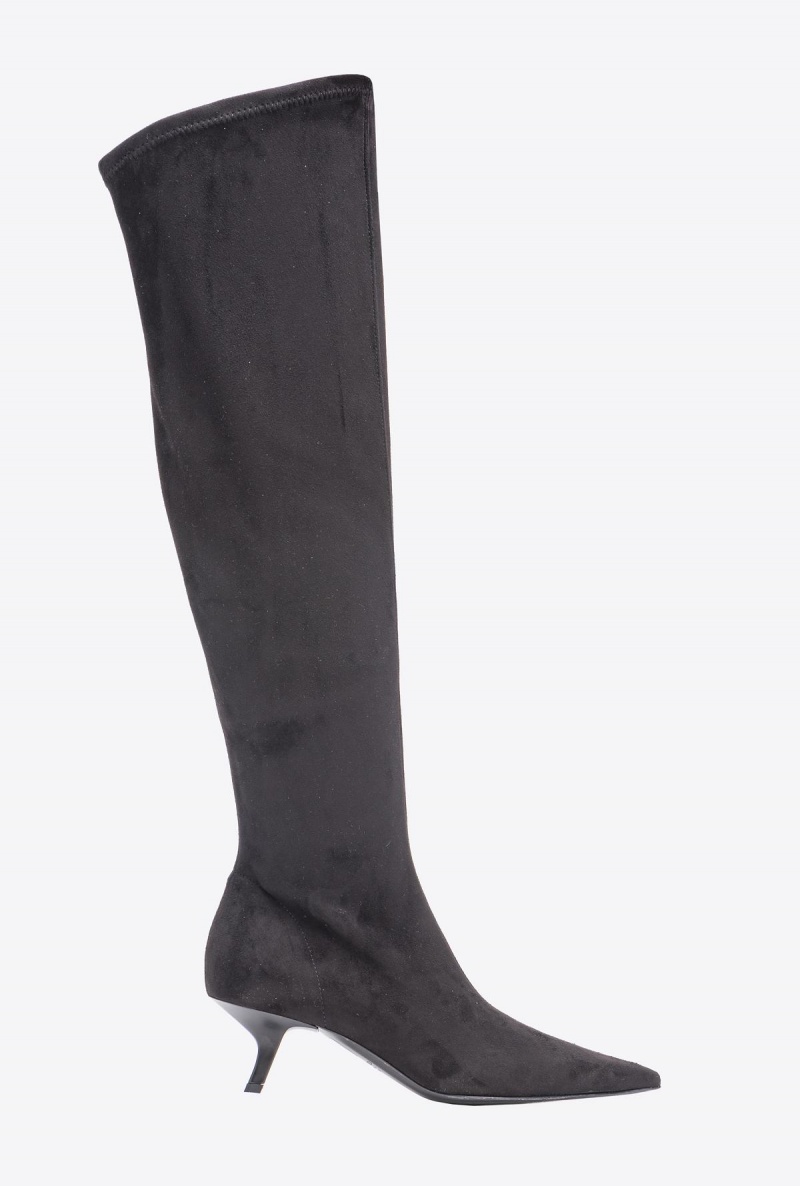 LIMO BLACK Pinko Suede-effect thigh-high boots | MYZPD99582