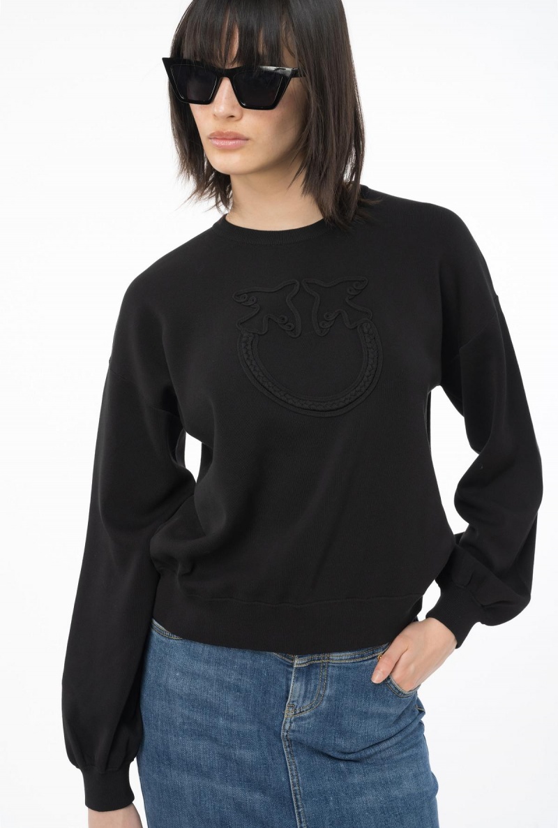 LIMO BLACK Pinko Sweater with Love Birds appliqué | DMYKV29147