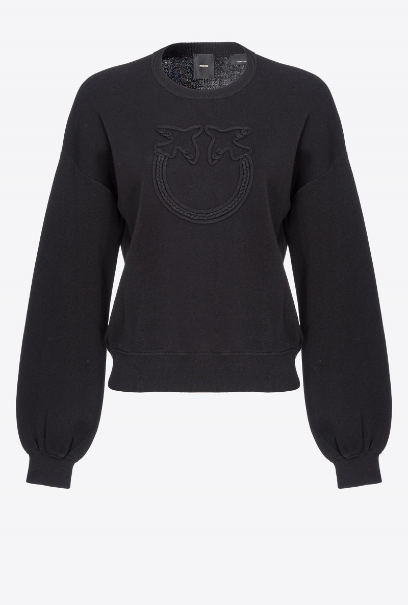 LIMO BLACK Pinko Sweater with Love Birds appliqué | DMYKV29147
