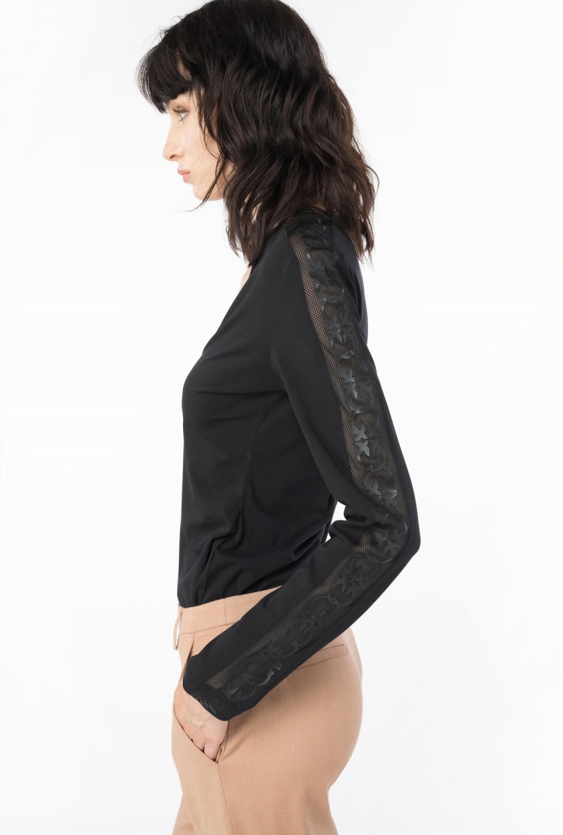 LIMO BLACK Pinko Sweater with sleeve inlay detail | MYCIF86183