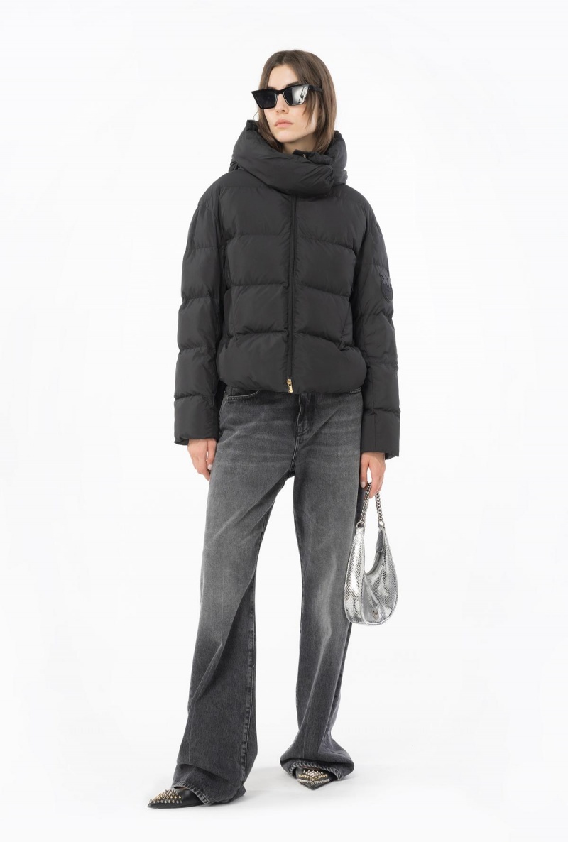 LIMO BLACK Pinko Technical canvas jacket with hood | MYXBR22564