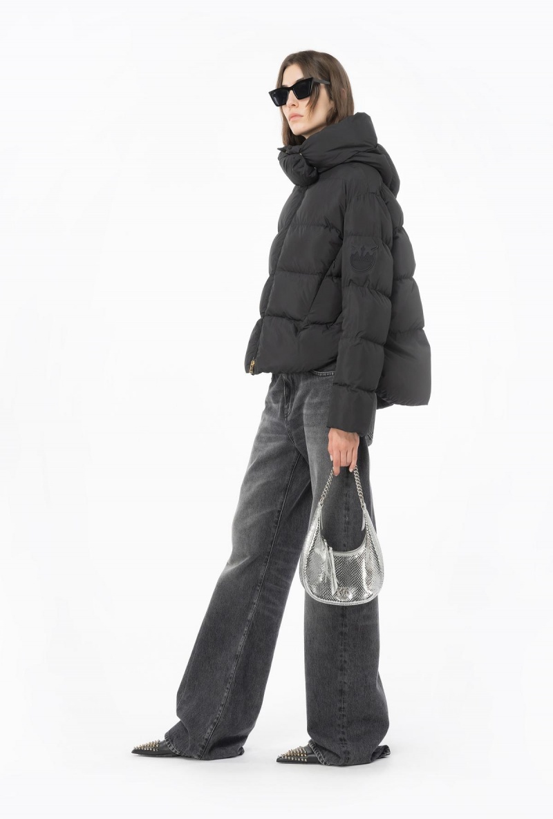 LIMO BLACK Pinko Technical canvas jacket with hood | MYXBR22564