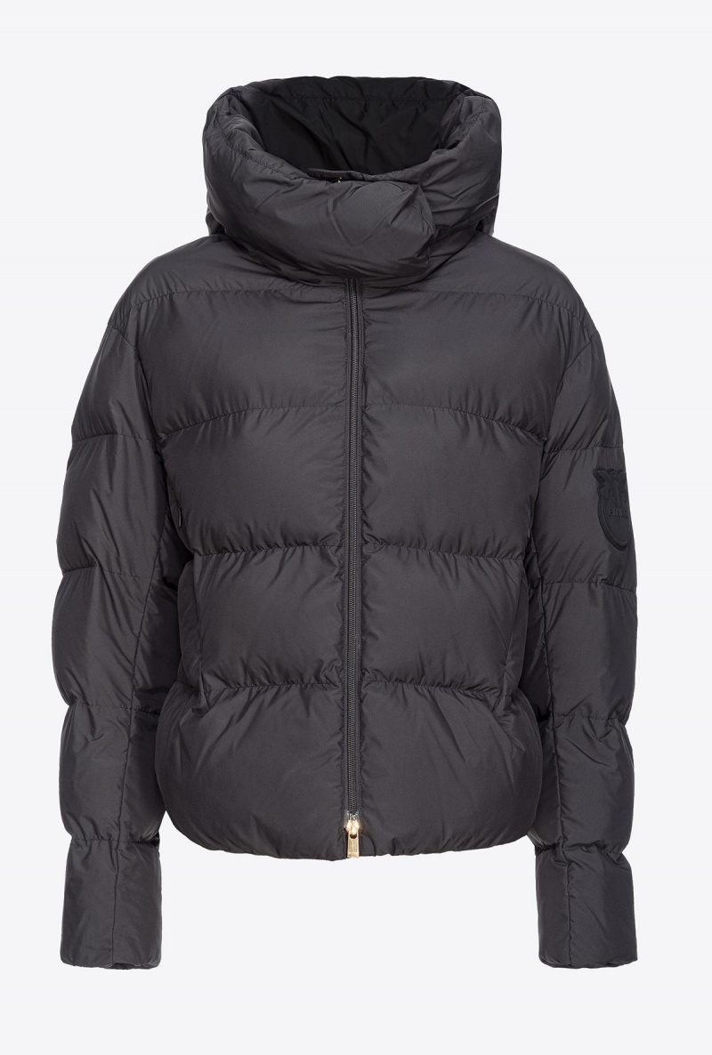 LIMO BLACK Pinko Technical canvas jacket with hood | MYXBR22564