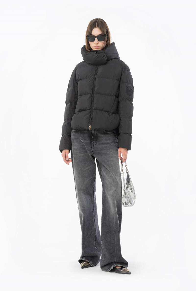 LIMO BLACK Pinko Technical canvas jacket with hood | MYXBR22564