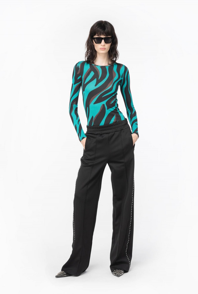 LIMO BLACK Pinko Technical fabric trousers with studs | MYEGJ20296