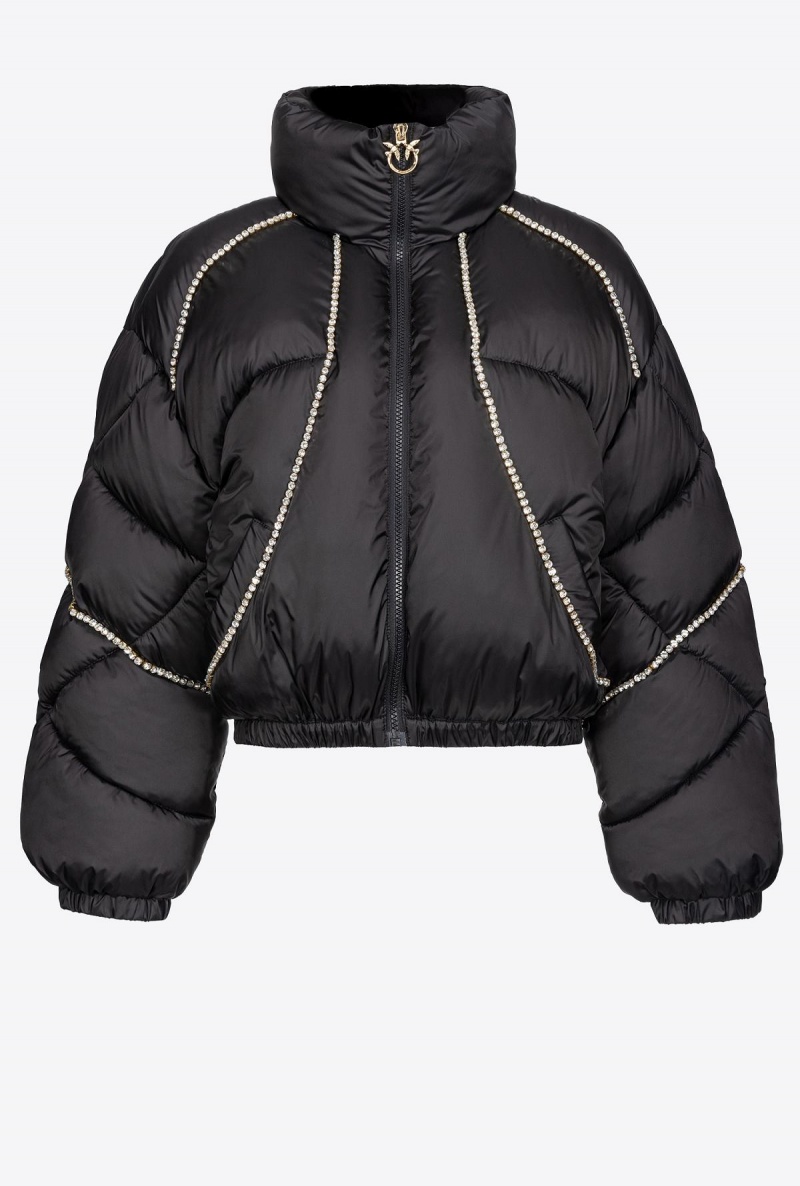 LIMO BLACK Pinko Technical satin down jacket with crystals | AMYWC11590