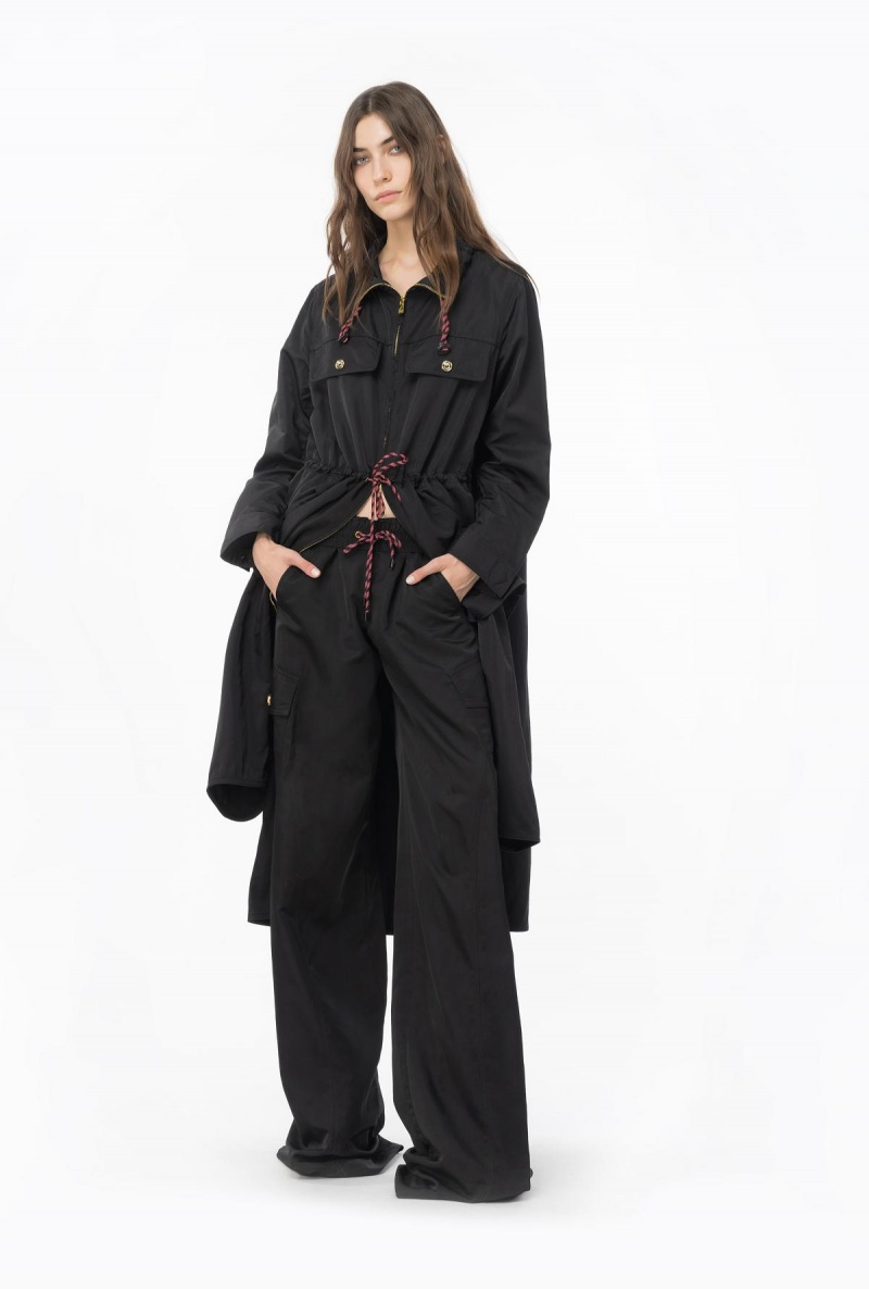 LIMO BLACK Pinko Technical twill parka with flounce | UMYTG85650