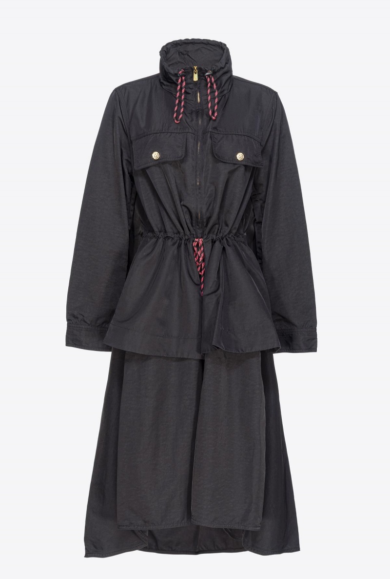 LIMO BLACK Pinko Technical twill parka with flounce | UMYTG85650