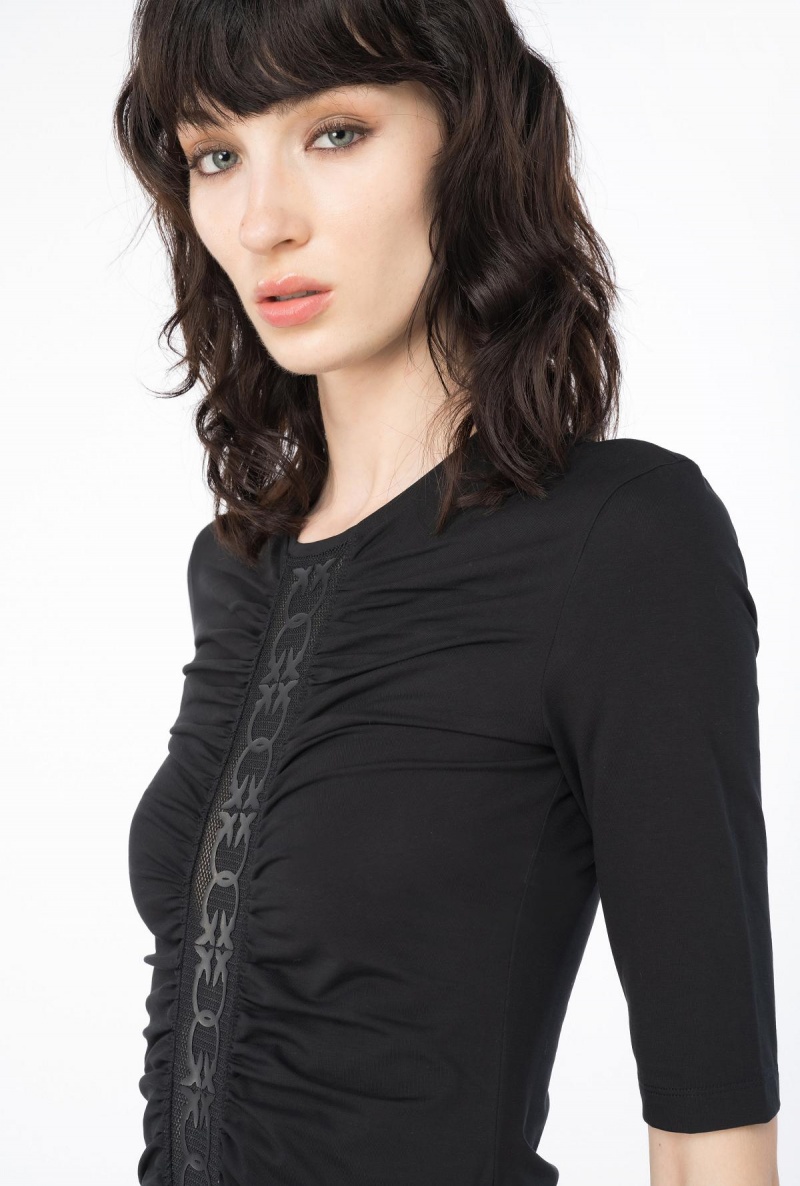 LIMO BLACK Pinko Top with Love Birds inlay | GMYUC82726