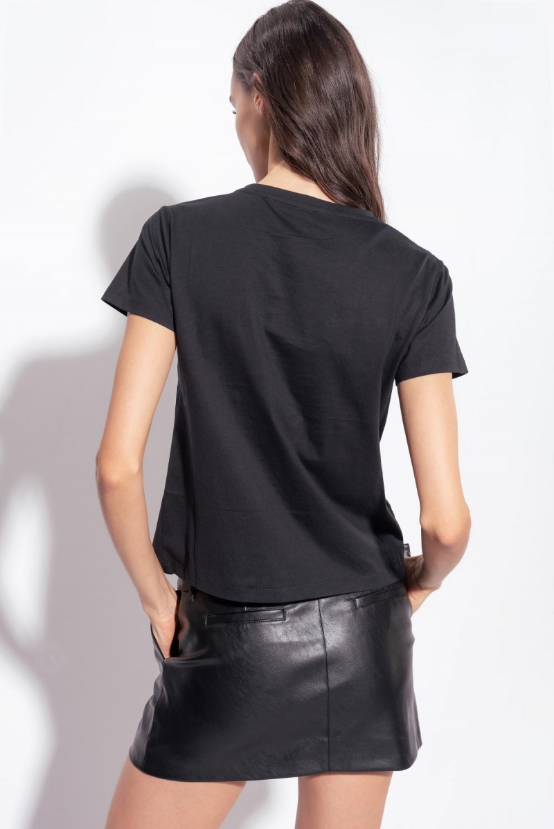 LIMO BLACK Pinko T-shirt with Love Birds embroidery | QMYWA68080