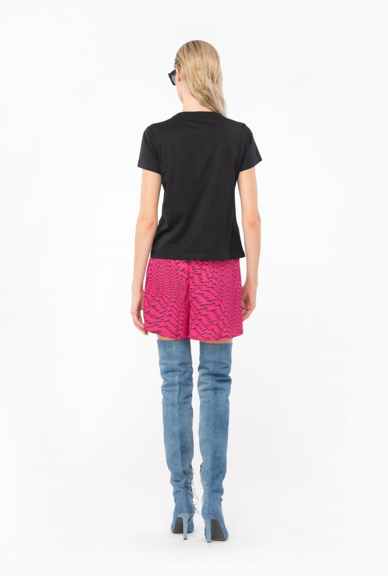 LIMO BLACK Pinko T-shirt with Love Birds embroidery | ZMYMJ92468